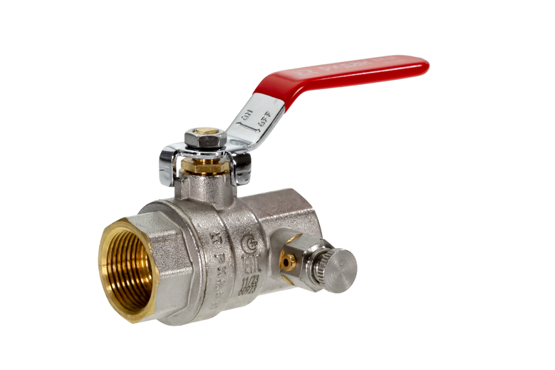 Ридан BVR-DR 065B8317RG — Кран шаровой ГОСТ59553-2021 PN40 DN20 с внутренней резьбой и спускным элементом; Т -20 °С...+110 °С; материал корпуса латунь